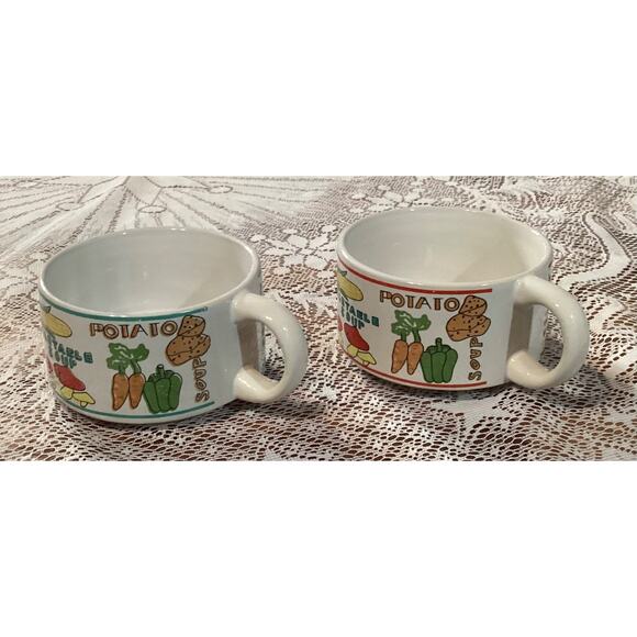 Set of 2 Vintage Cisco Stackable Soup Bowl Mugs Chicken Mushroom Onion Celery - Picture 8 of 10